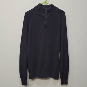 Timberland Sweater Men Large Black Ribbed 1/4 Zip Raglan‎ Sleeve Oversized Baggy